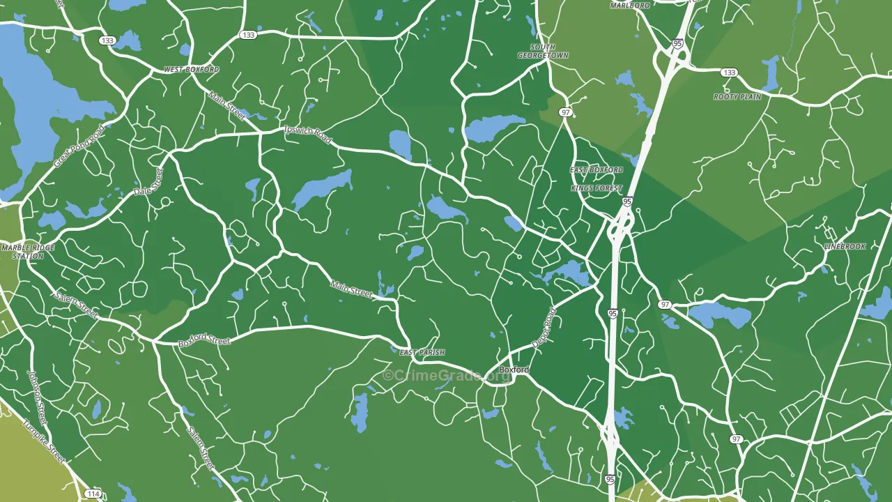 01921, MA Map of Vehicle Theft Rates