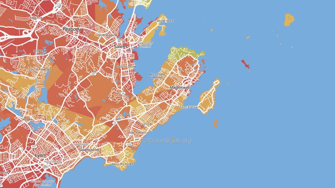 01945, MA Map of Vehicle Theft Rates