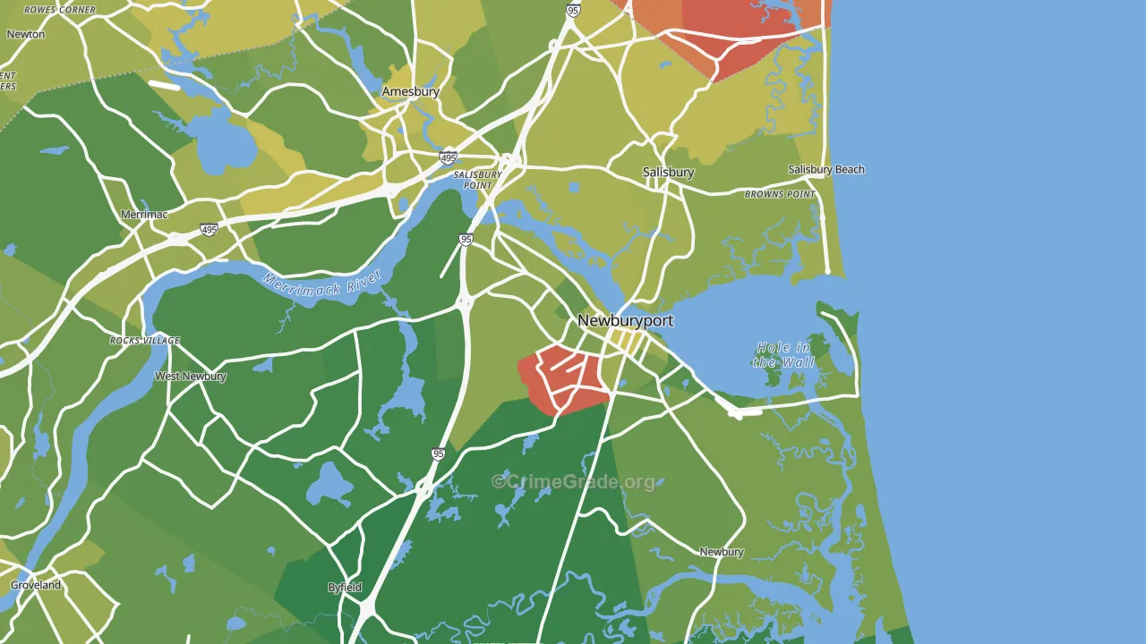 01950, MA Map of Vehicle Theft Rates
