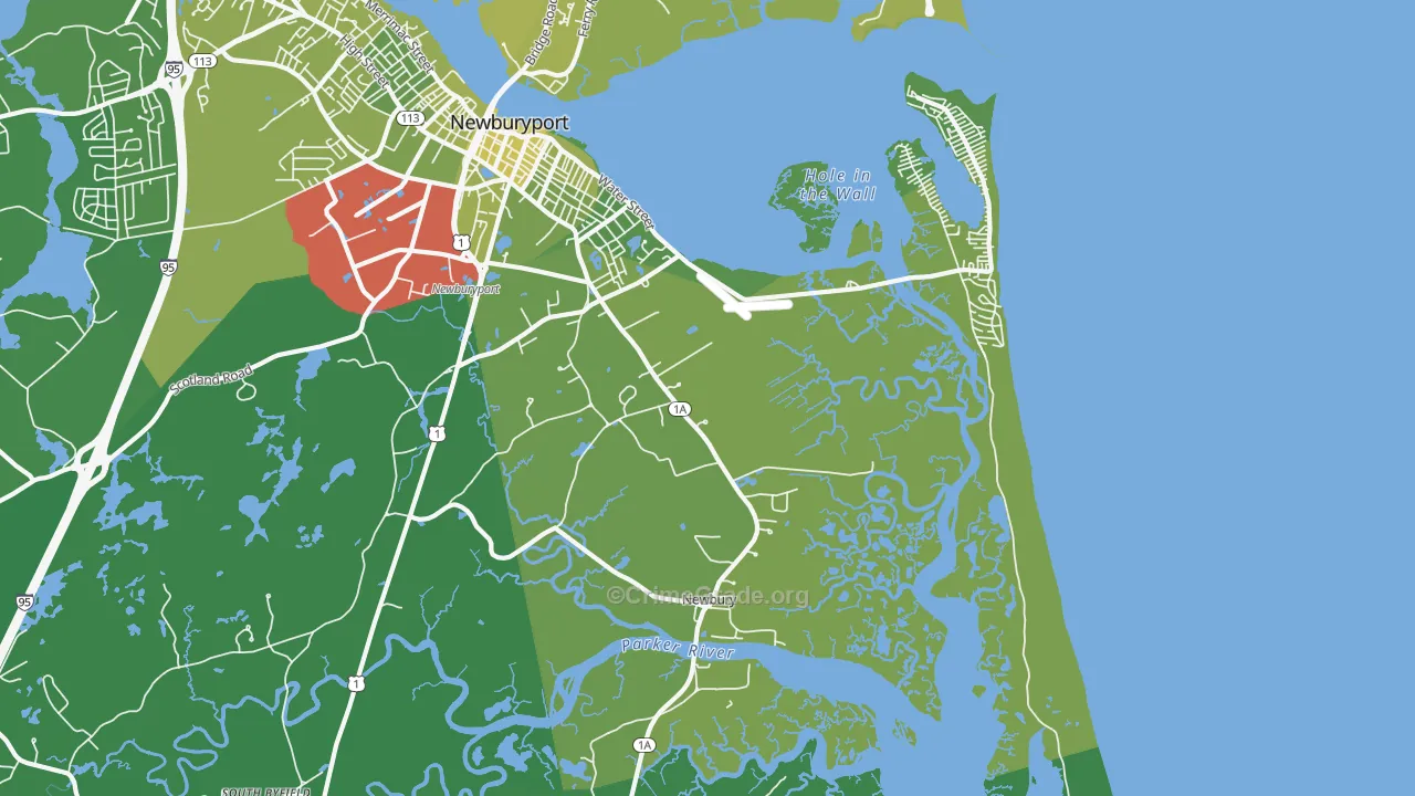 01951, MA Map of Vehicle Theft Rates
