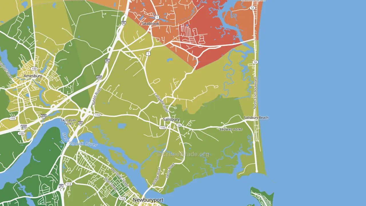 01952, MA Map of Vehicle Theft Rates