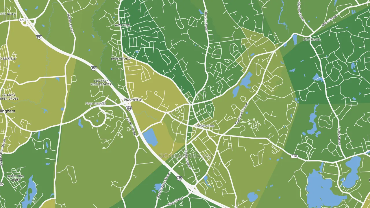 02038, MA Map of Vehicle Theft Rates