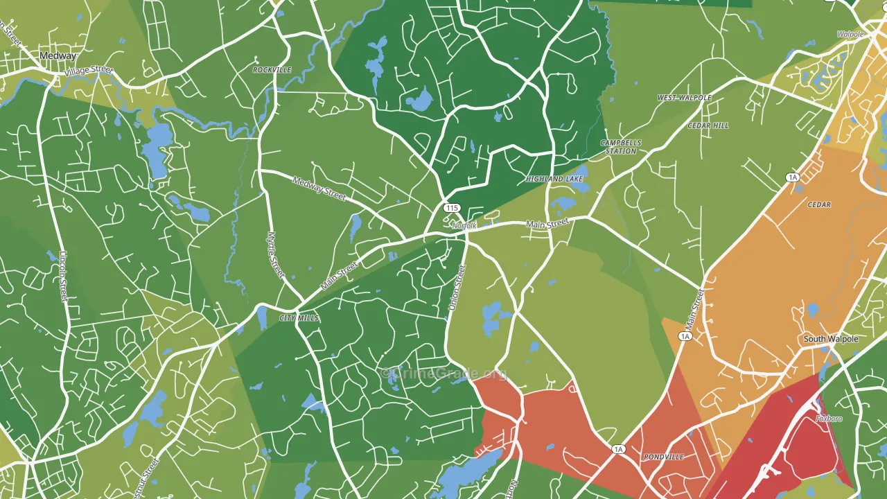 02056, MA Map of Vehicle Theft Rates