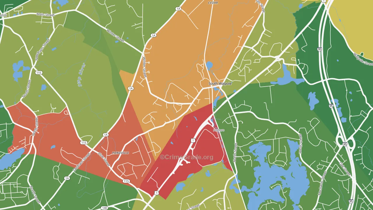 02071, MA Map of Vehicle Theft Rates