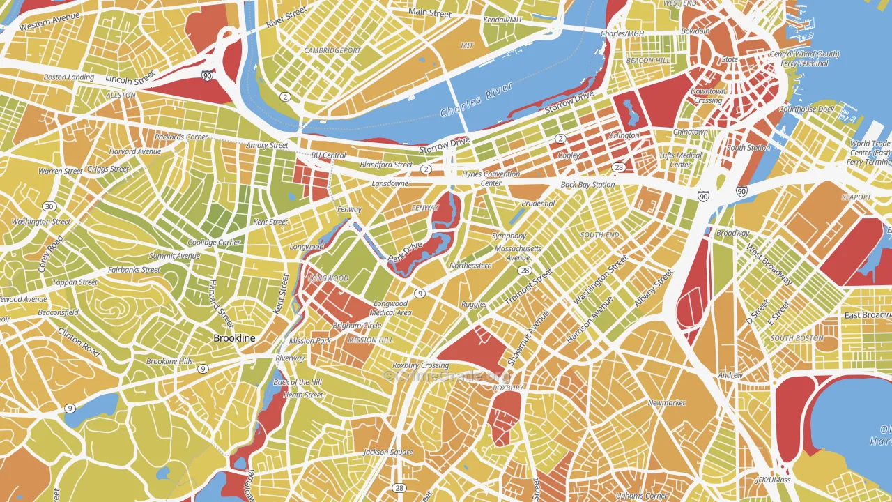 02115, MA Map of Vehicle Theft Rates