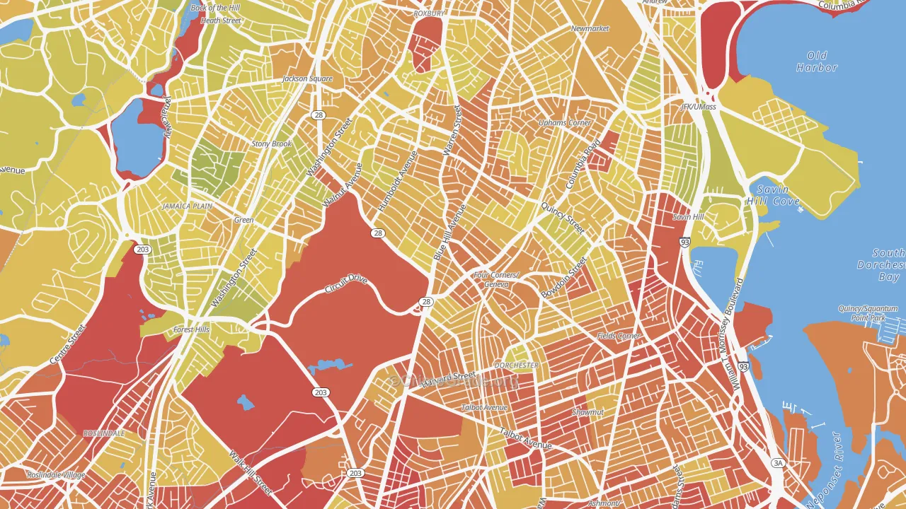 02121, MA Map of Vehicle Theft Rates