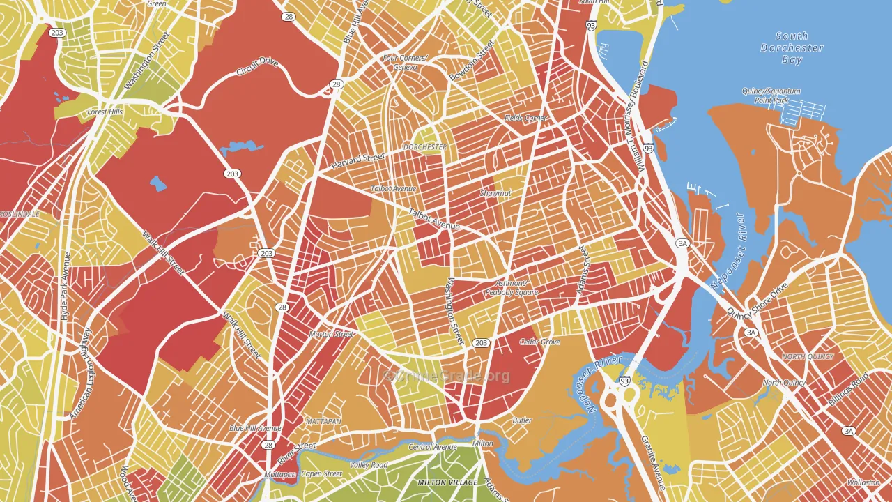 02124, MA Map of Vehicle Theft Rates