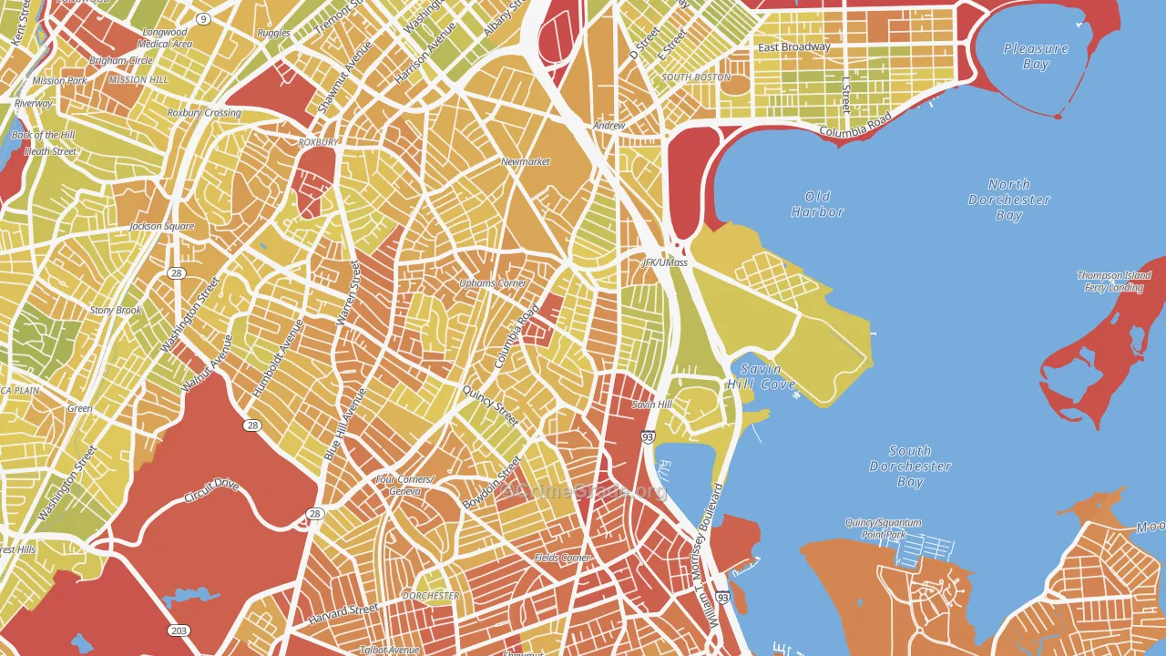 02125, MA Map of Vehicle Theft Rates