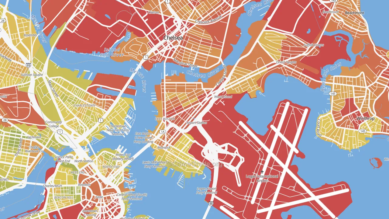02128, MA Map of Vehicle Theft Rates