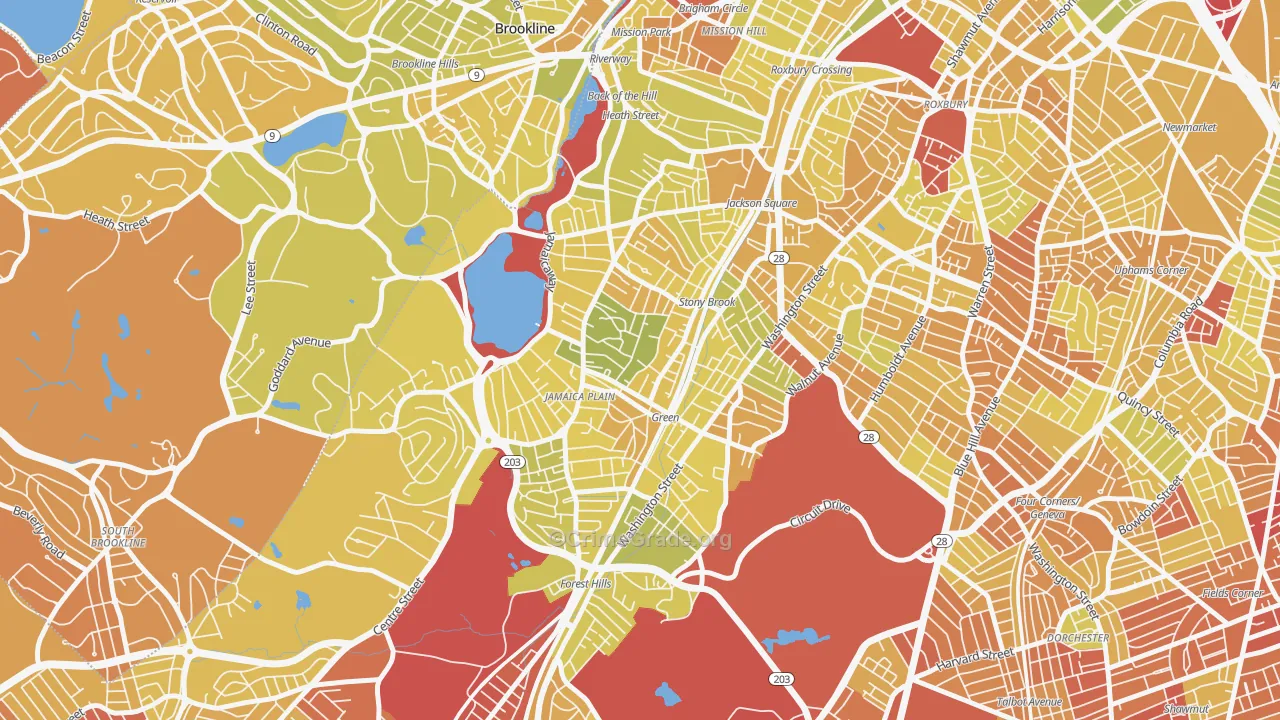 02130, MA Map of Vehicle Theft Rates