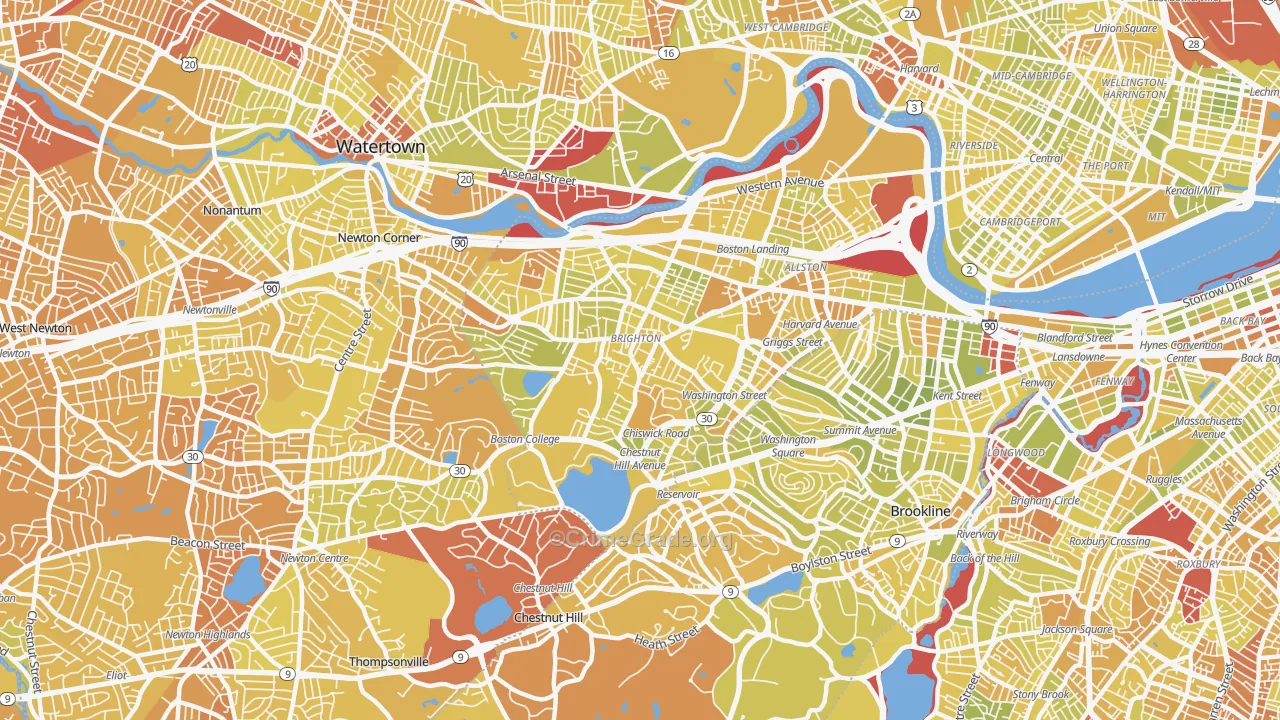 02135, MA Map of Vehicle Theft Rates