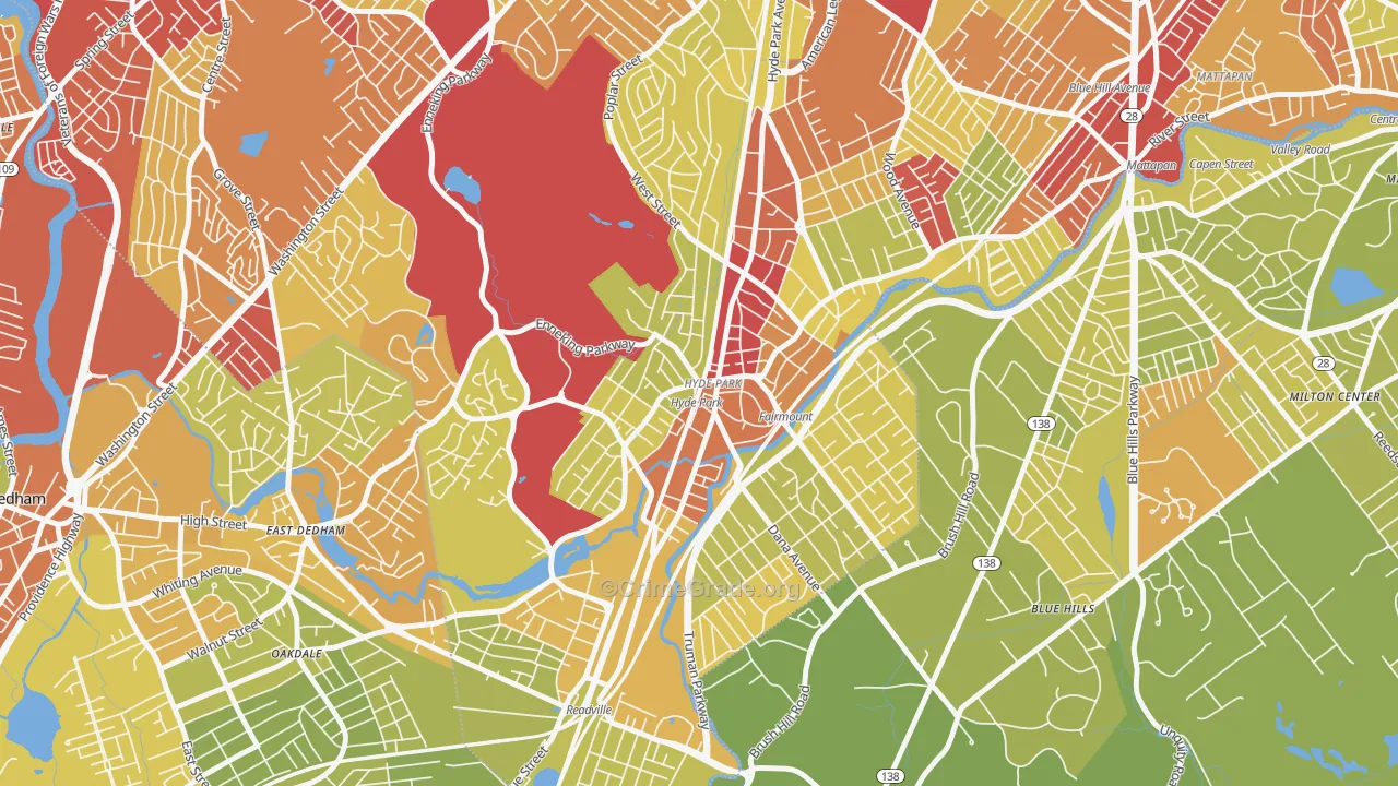 02136, MA Map of Vehicle Theft Rates