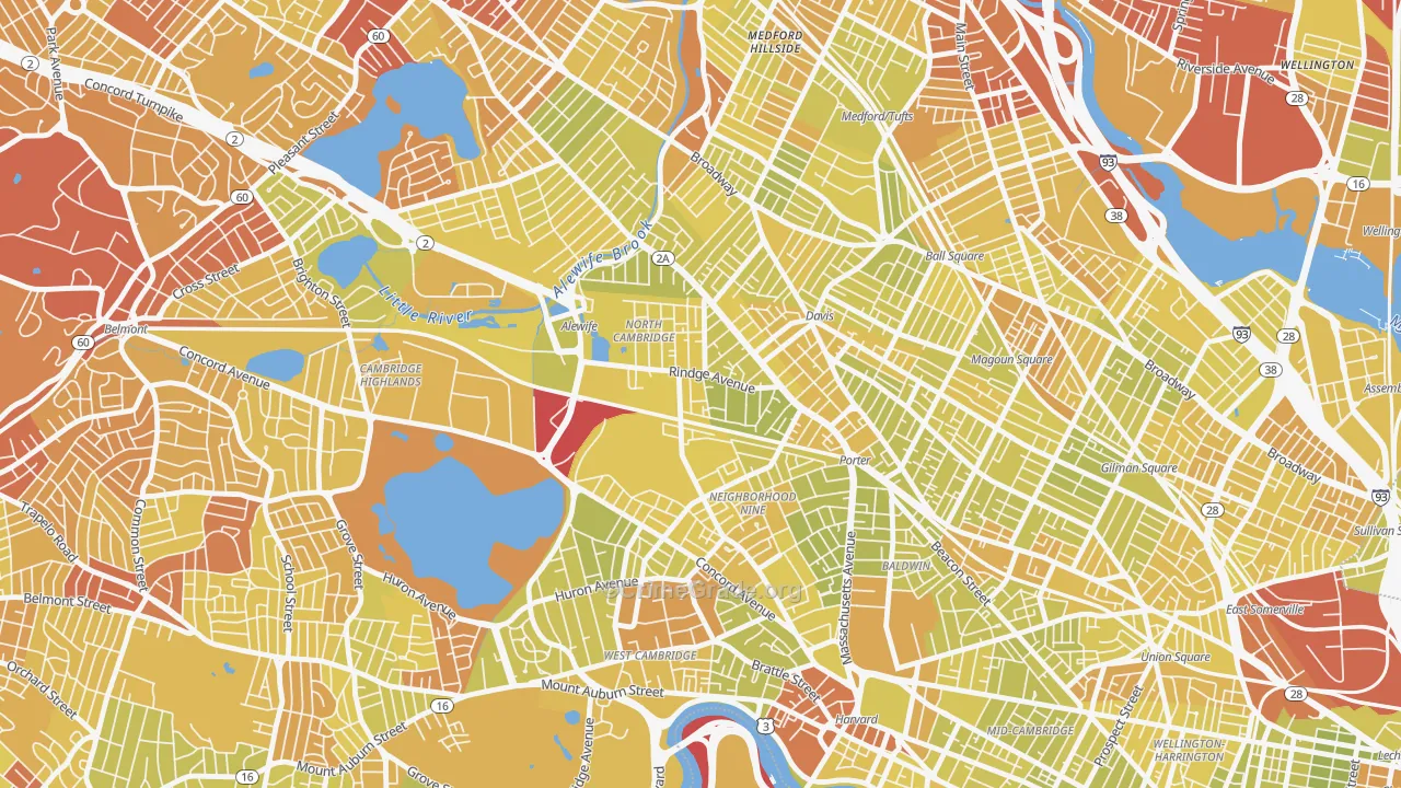 02140, MA Map of Vehicle Theft Rates