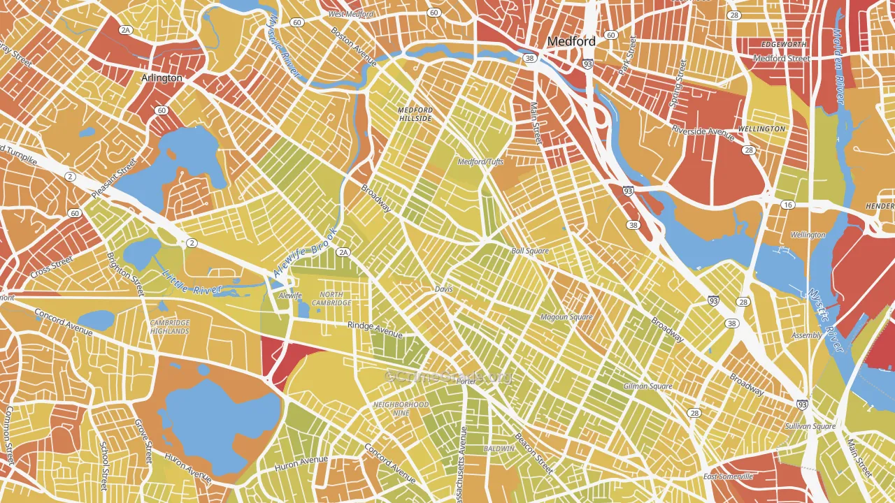 02144, MA Map of Vehicle Theft Rates