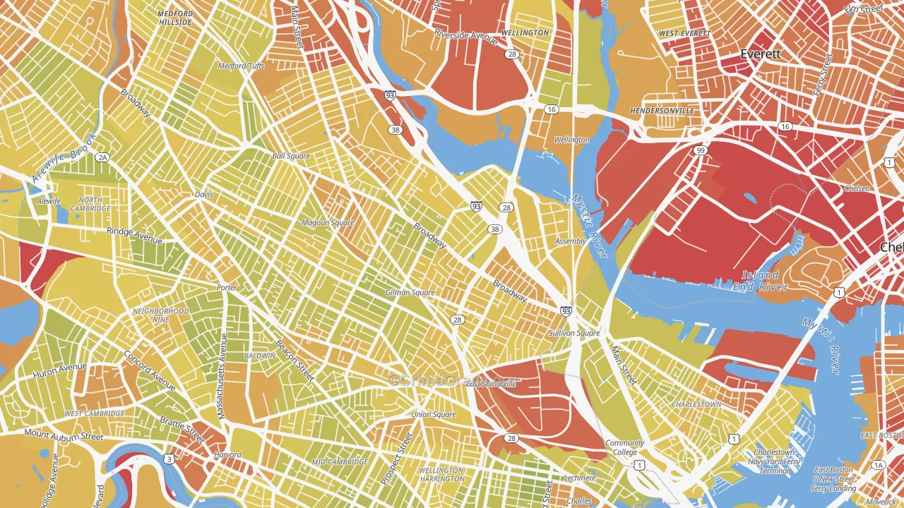02145, MA Map of Vehicle Theft Rates