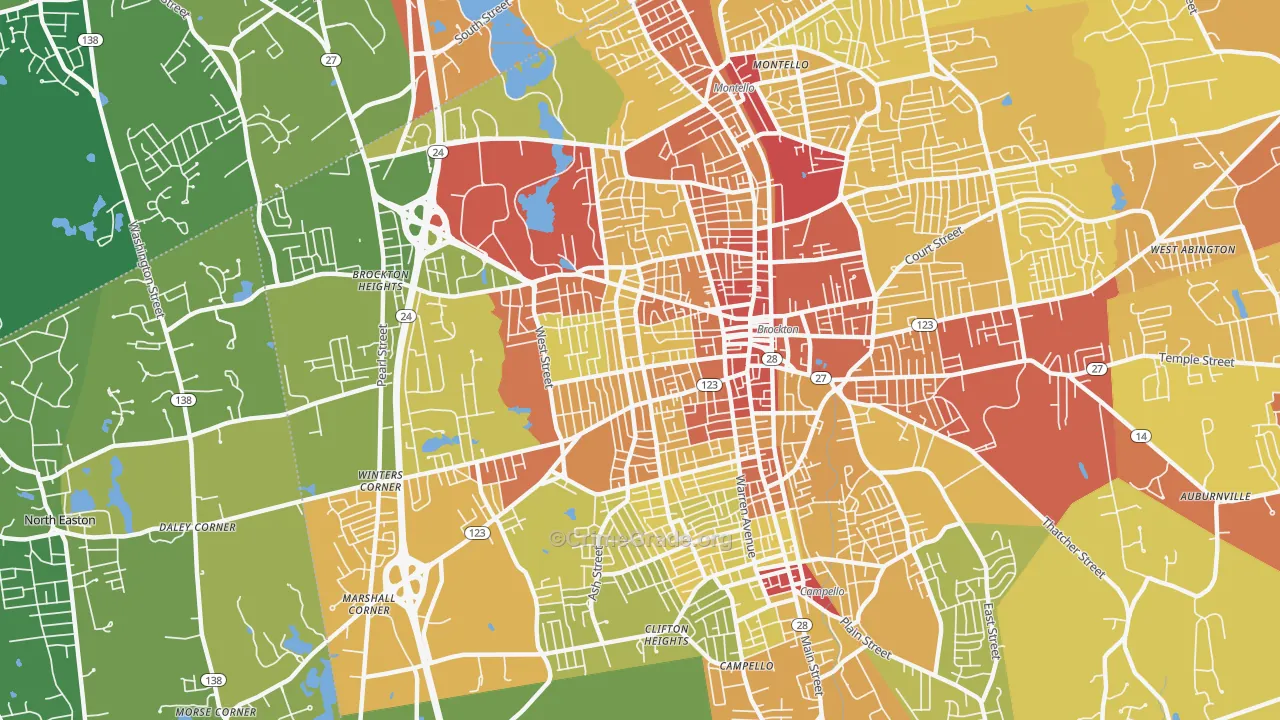 02301, MA Map of Vehicle Theft Rates