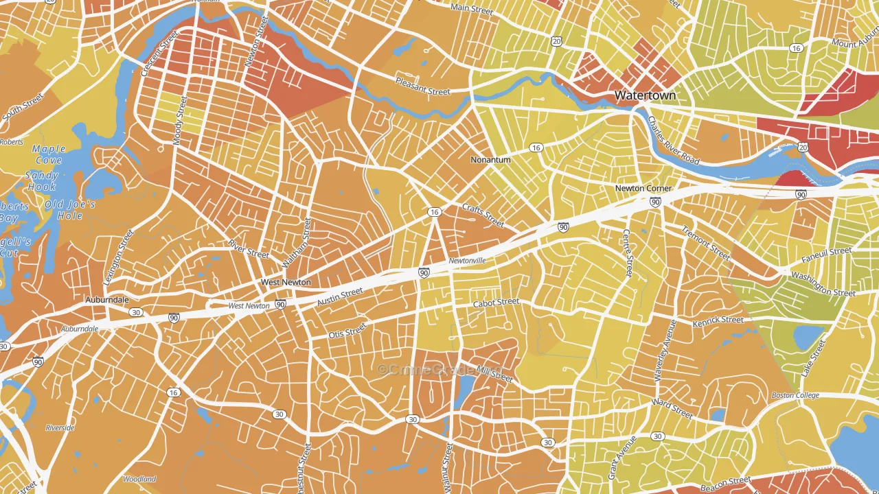 02460, MA Map of Vehicle Theft Rates