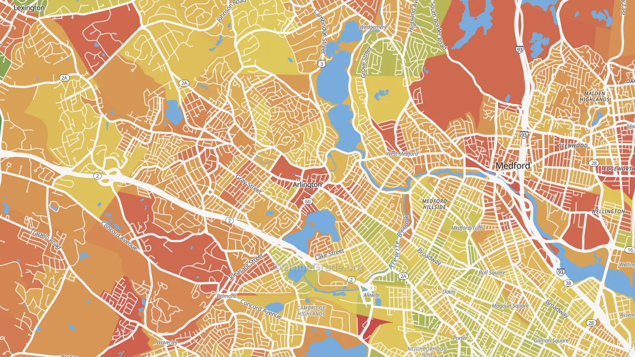 02474, MA Map of Vehicle Theft Rates