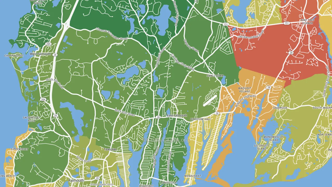 02536, MA Map of Vehicle Theft Rates