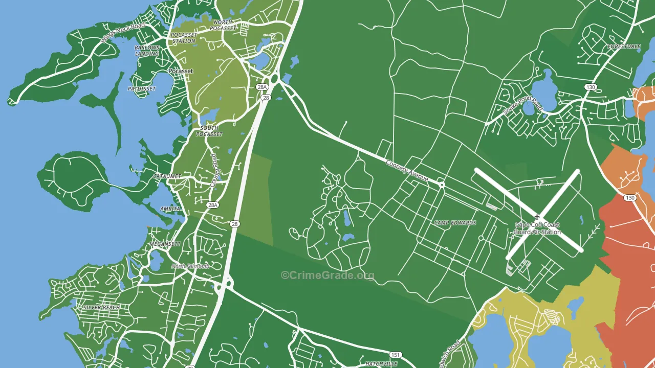 02542, MA Map of Vehicle Theft Rates