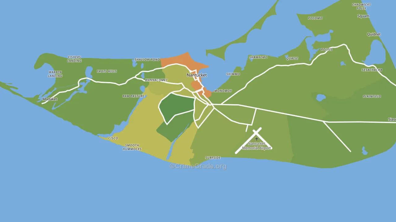 02554, MA Map of Vehicle Theft Rates
