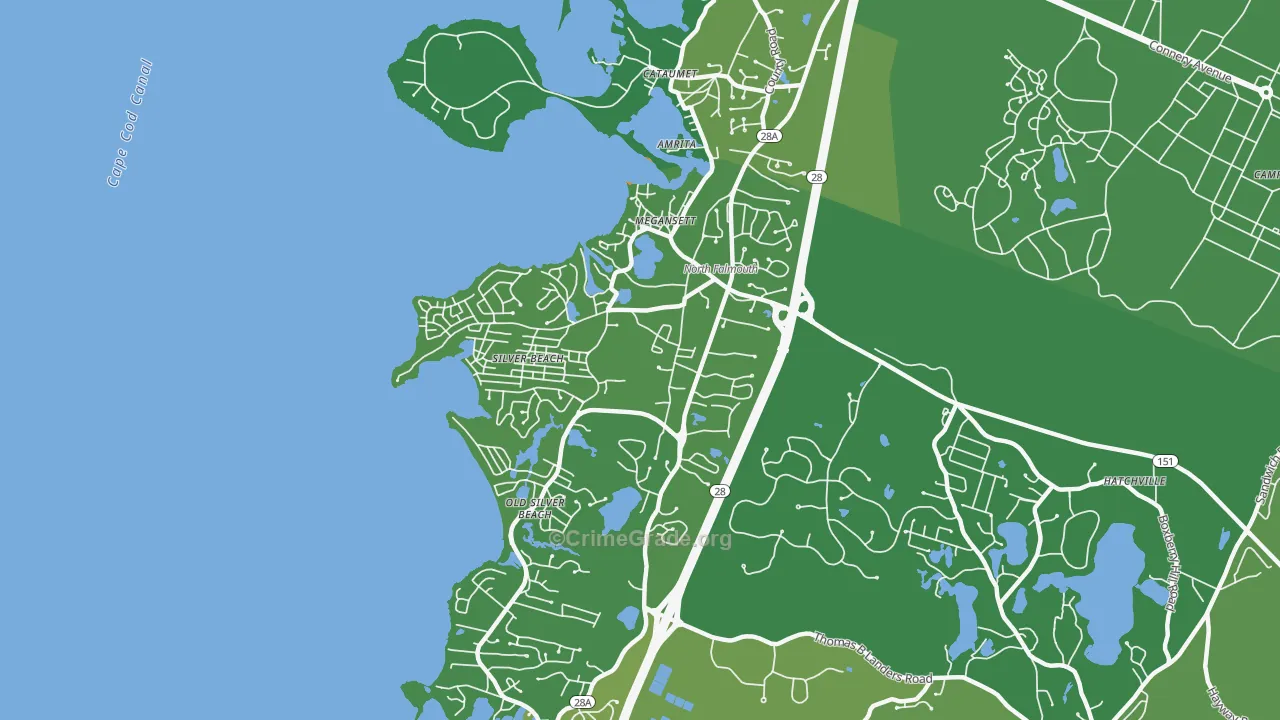 02556, MA Map of Vehicle Theft Rates