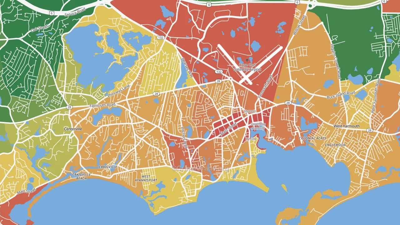 02601, MA Map of Vehicle Theft Rates