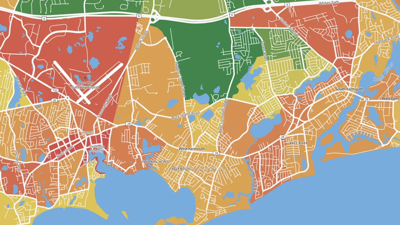 02673, MA Map of Vehicle Theft Rates