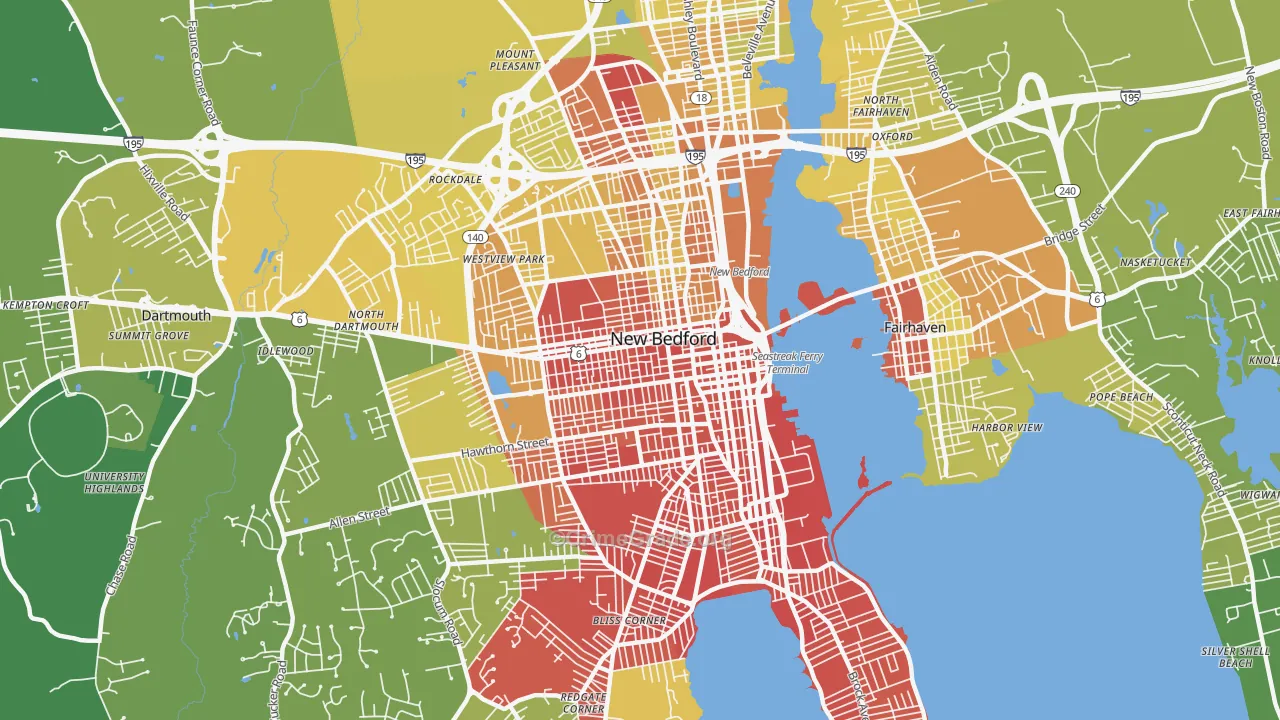 02740, MA Map of Vehicle Theft Rates