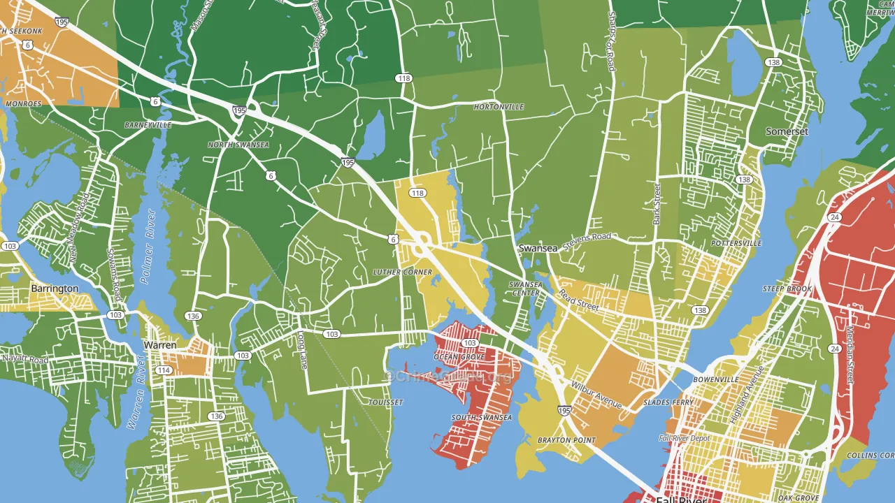 02777, MA Map of Vehicle Theft Rates