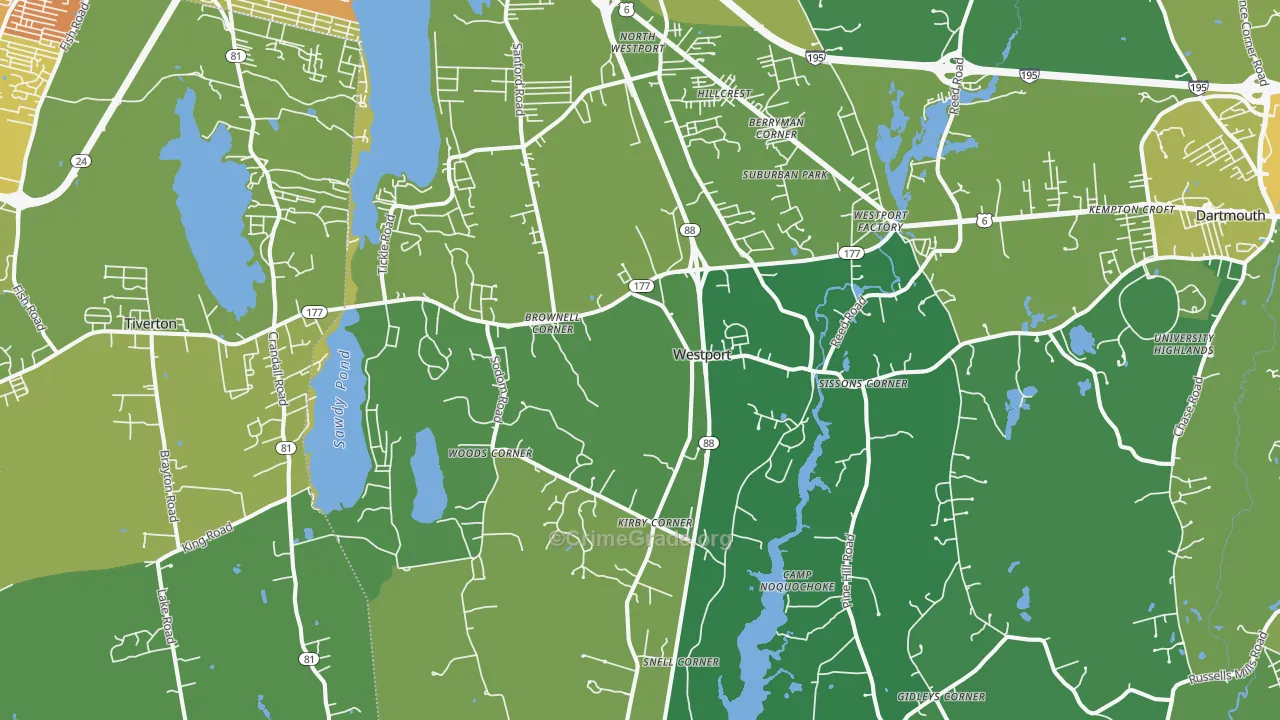 02790, MA Map of Vehicle Theft Rates