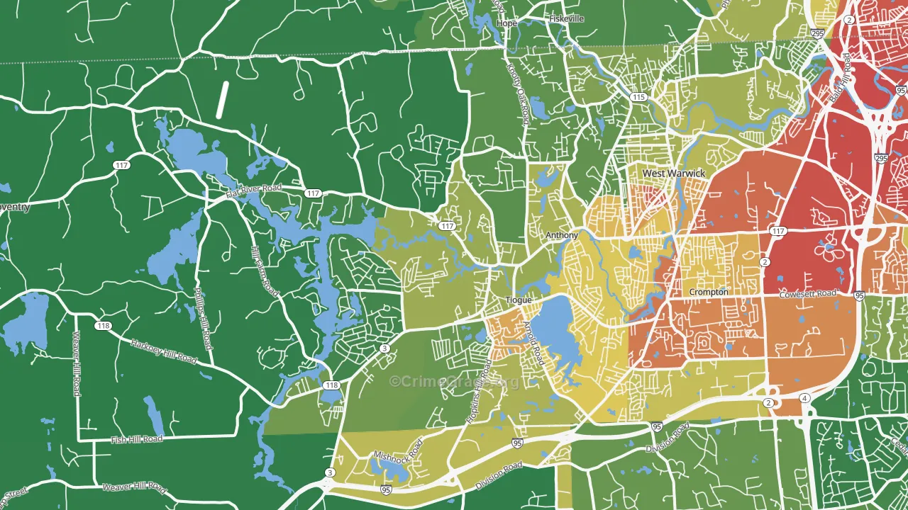 02816, RI Map of Vehicle Theft Rates