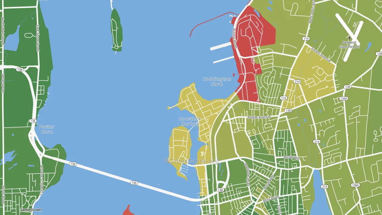 02841, RI Map of Vehicle Theft Rates