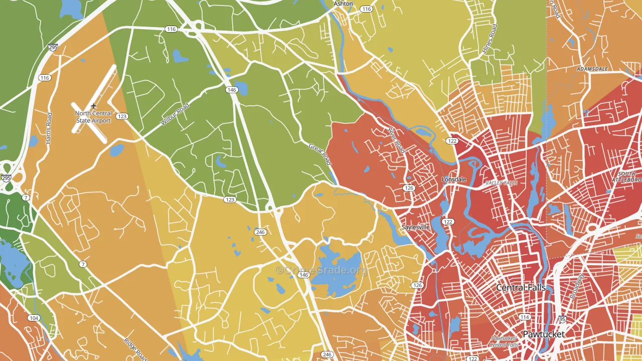 02865, RI Map of Vehicle Theft Rates