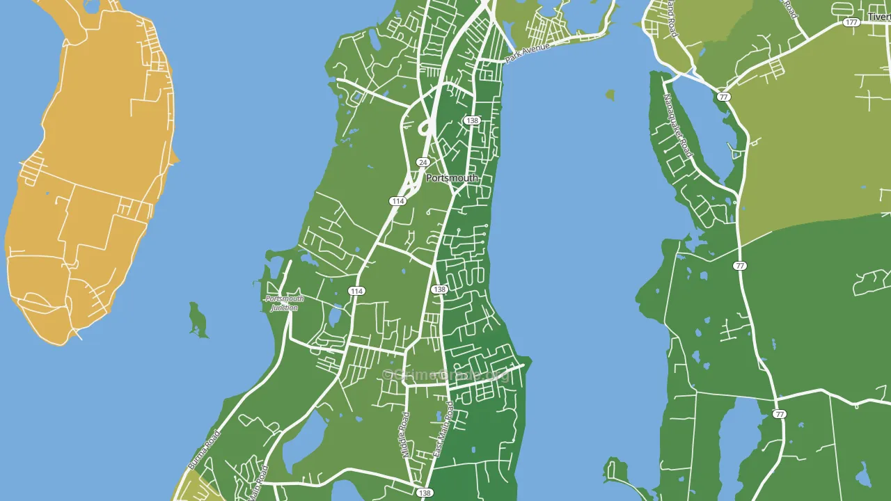 02871, RI Map of Vehicle Theft Rates