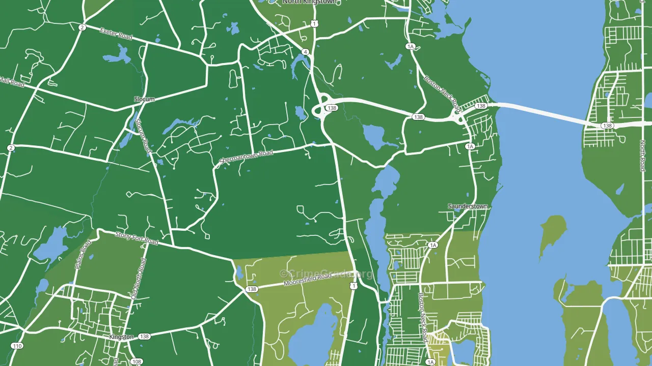 02874, RI Map of Vehicle Theft Rates
