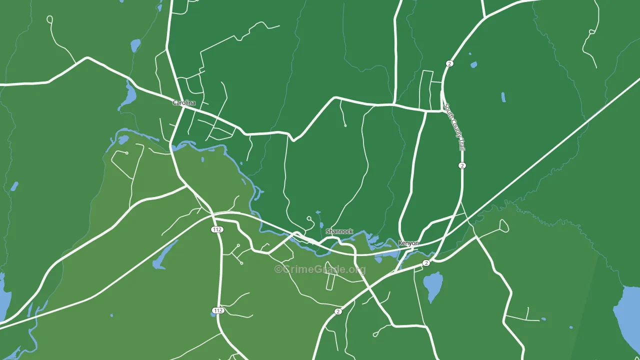 02875, RI Map of Vehicle Theft Rates