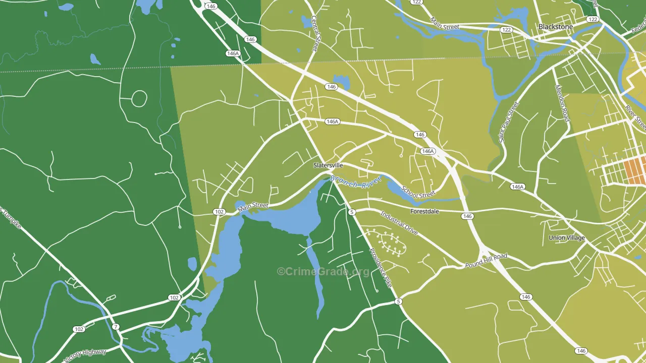 02876, RI Map of Vehicle Theft Rates