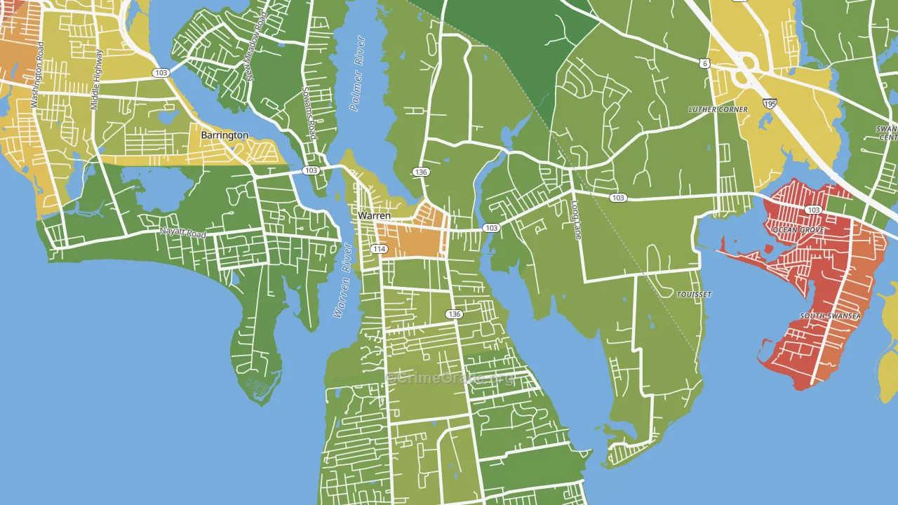 02885, RI Map of Vehicle Theft Rates