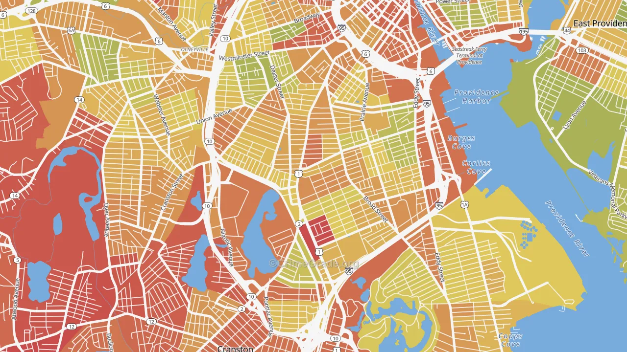 02907, RI Map of Vehicle Theft Rates