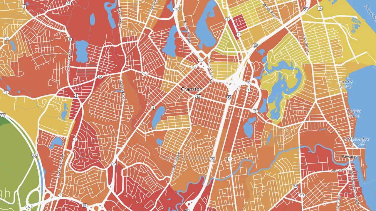 02910, RI Map of Vehicle Theft Rates