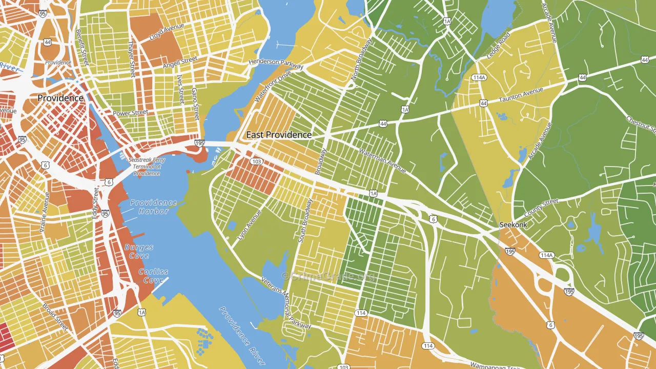 02914, RI Map of Vehicle Theft Rates