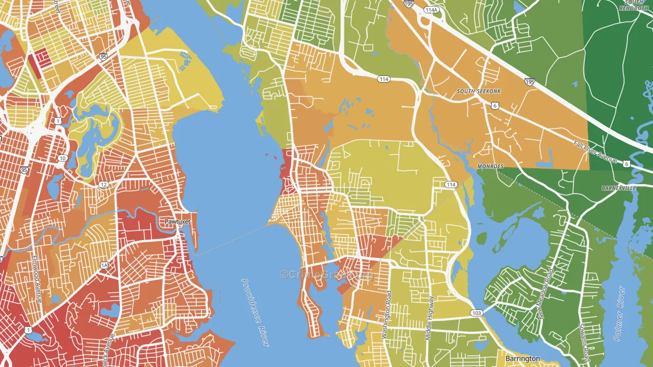 02915, RI Map of Vehicle Theft Rates