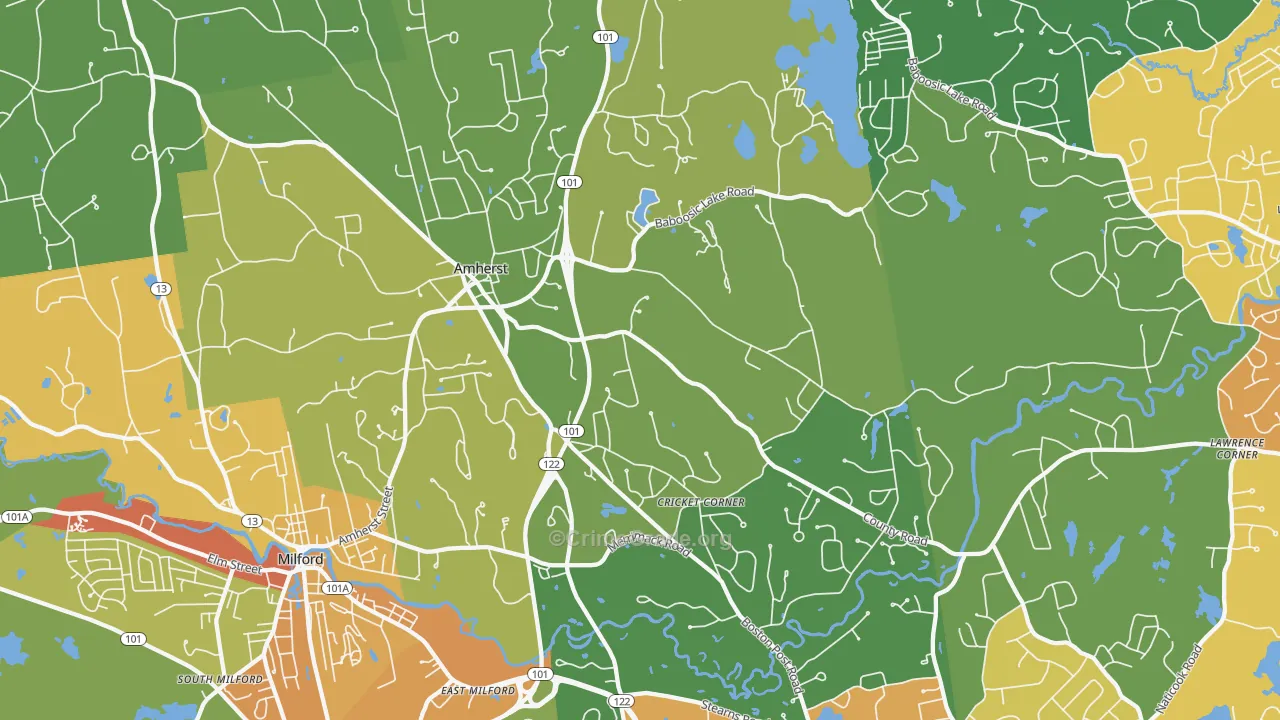 03031, NH Map of Vehicle Theft Rates