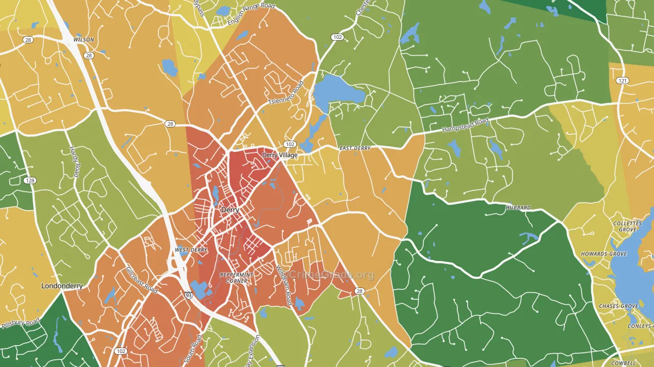 03038, NH Map of Vehicle Theft Rates