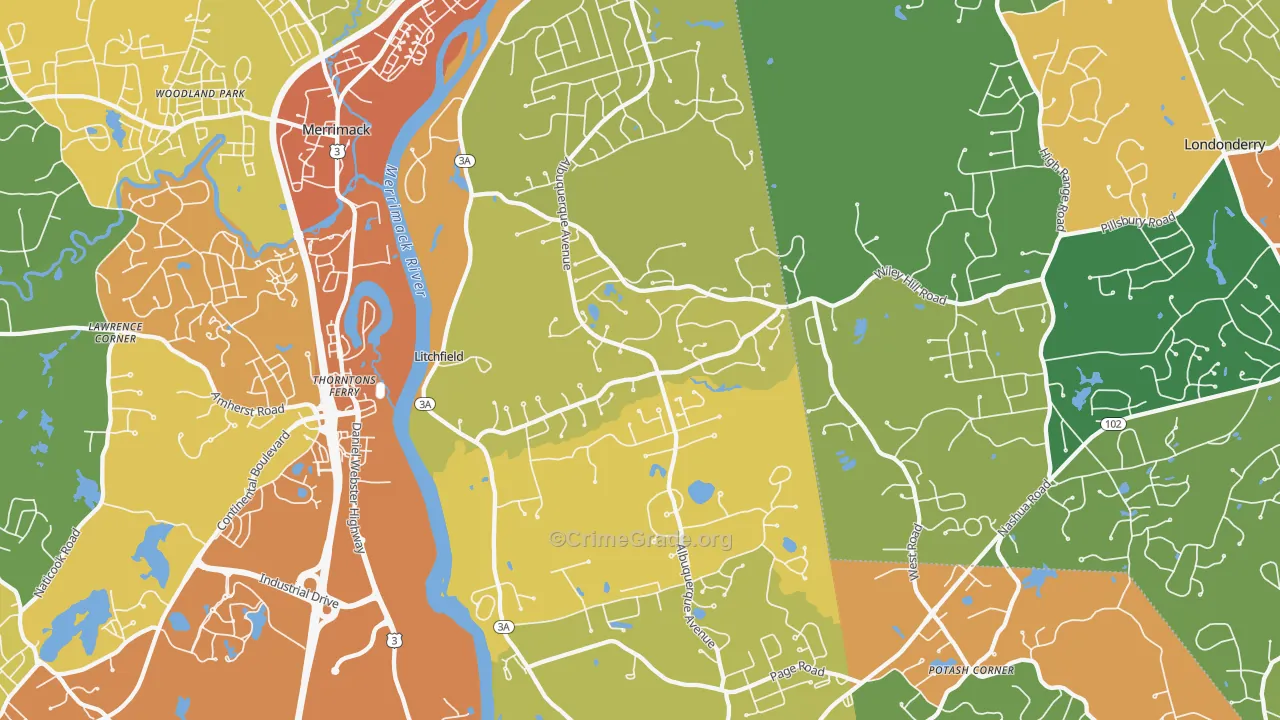03052, NH Map of Vehicle Theft Rates