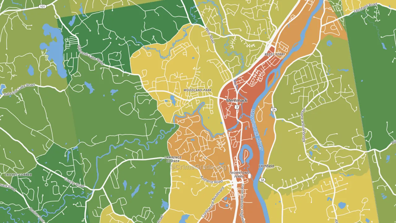 03054, NH Map of Vehicle Theft Rates