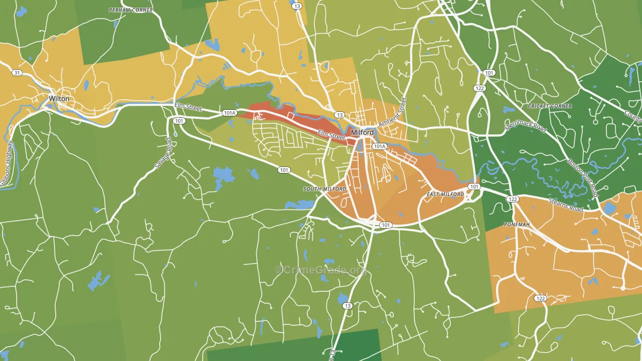 03055, NH Map of Vehicle Theft Rates