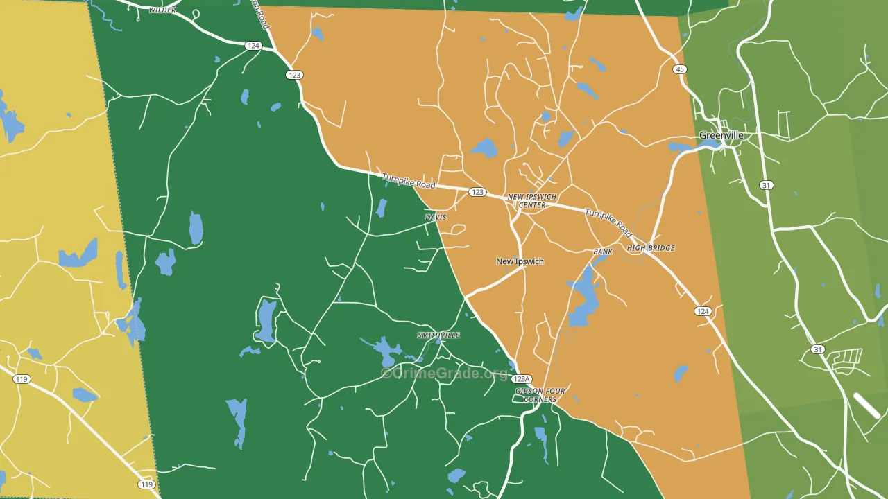 03071, NH Map of Vehicle Theft Rates