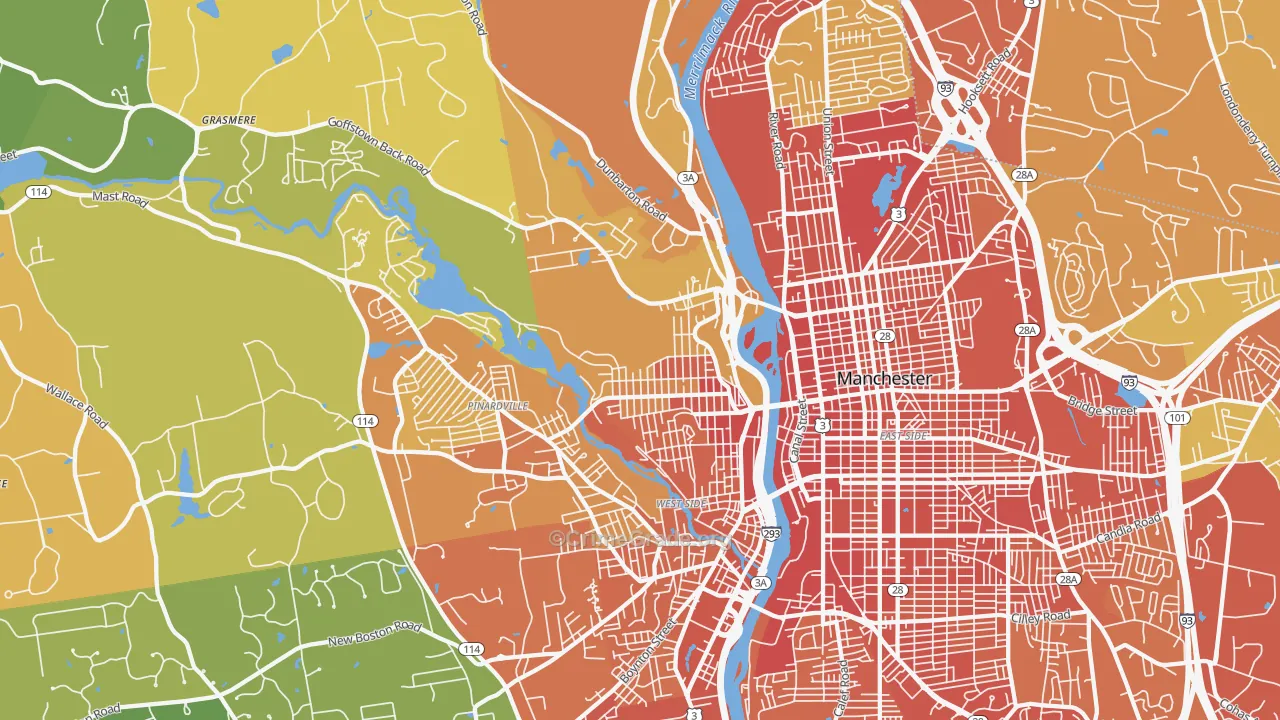 03102, NH Map of Vehicle Theft Rates